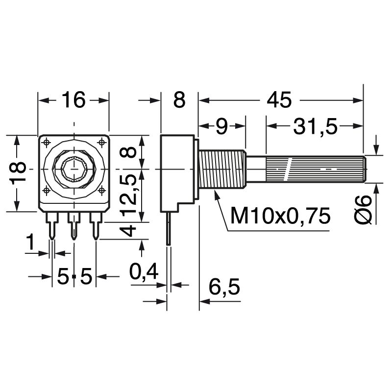 POTENZIOMETRI   LINEARE  10 KOHM