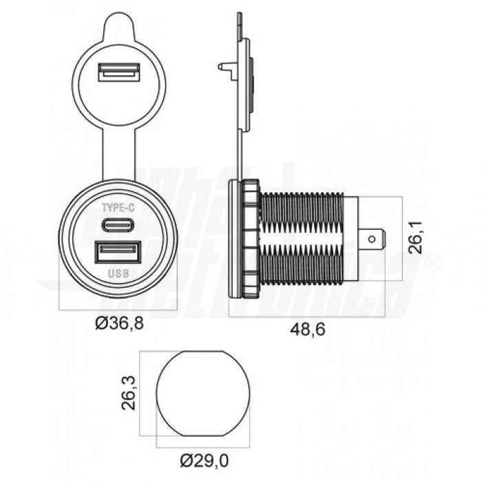 Connettore Auto con due uscite, USB