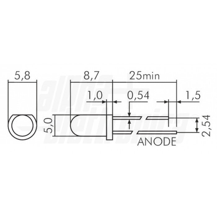 Led 5mm colore Giallo 12Vdc